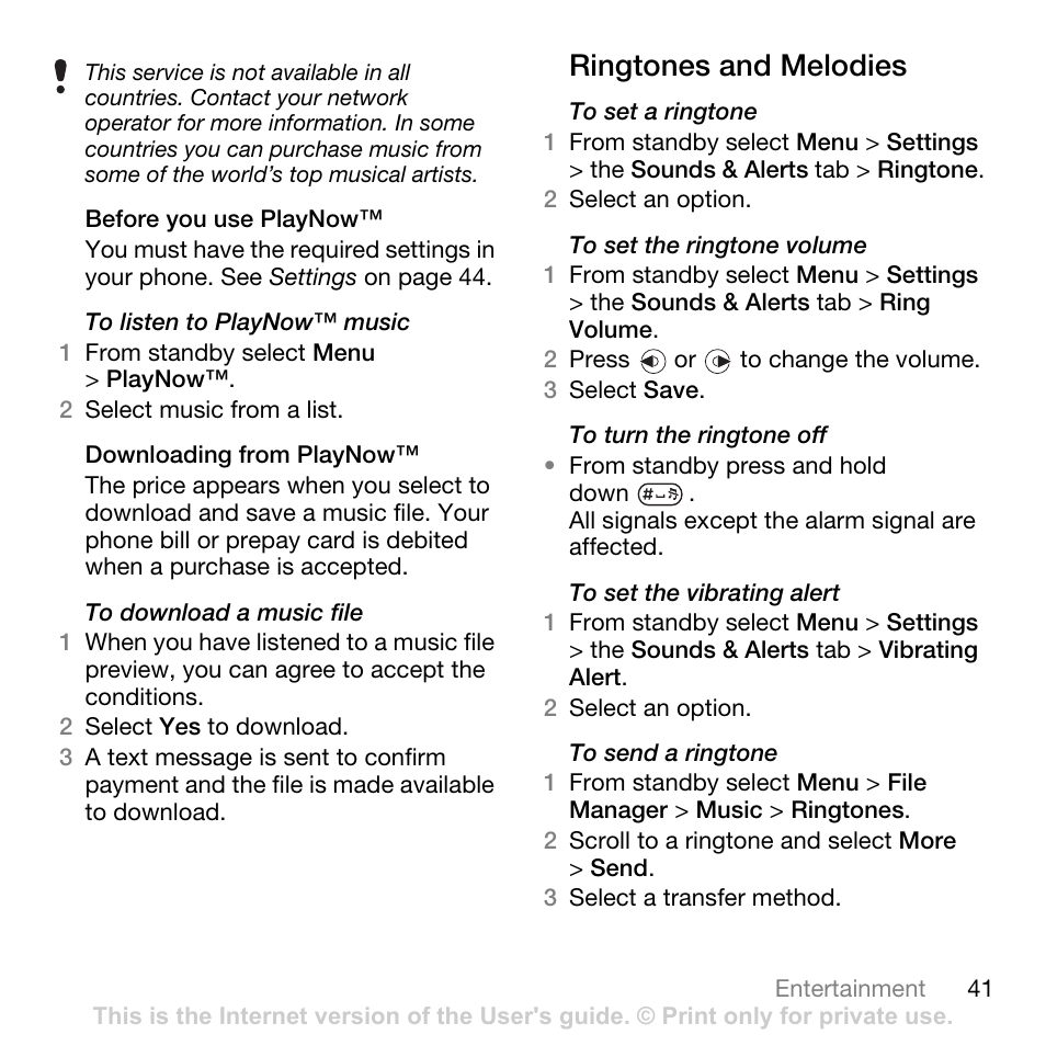 Ringtones and melodies | Tannoy Z555A User Manual | Page 43 / 78