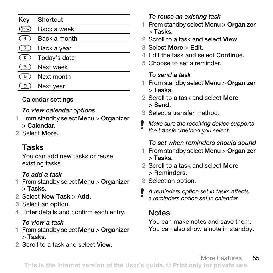 Tasks, Notes, Tasks notes | Tannoy Z555A User Manual | Page 57 / 78