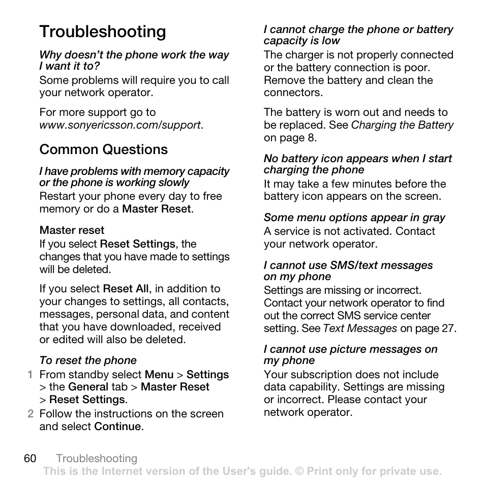 Troubleshooting, Common questions | Tannoy Z555A User Manual | Page 62 / 78