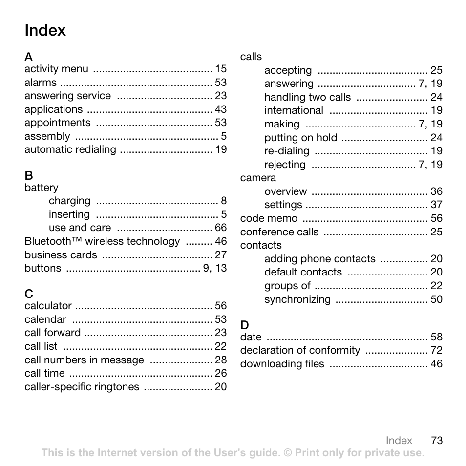 Index | Tannoy Z555A User Manual | Page 75 / 78