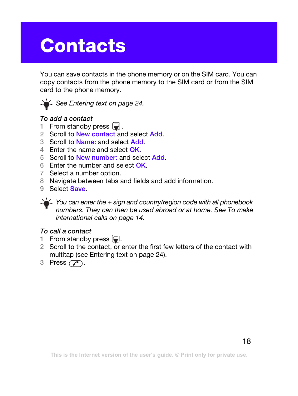 Contacts | Tannoy T303C User Manual | Page 18 / 42