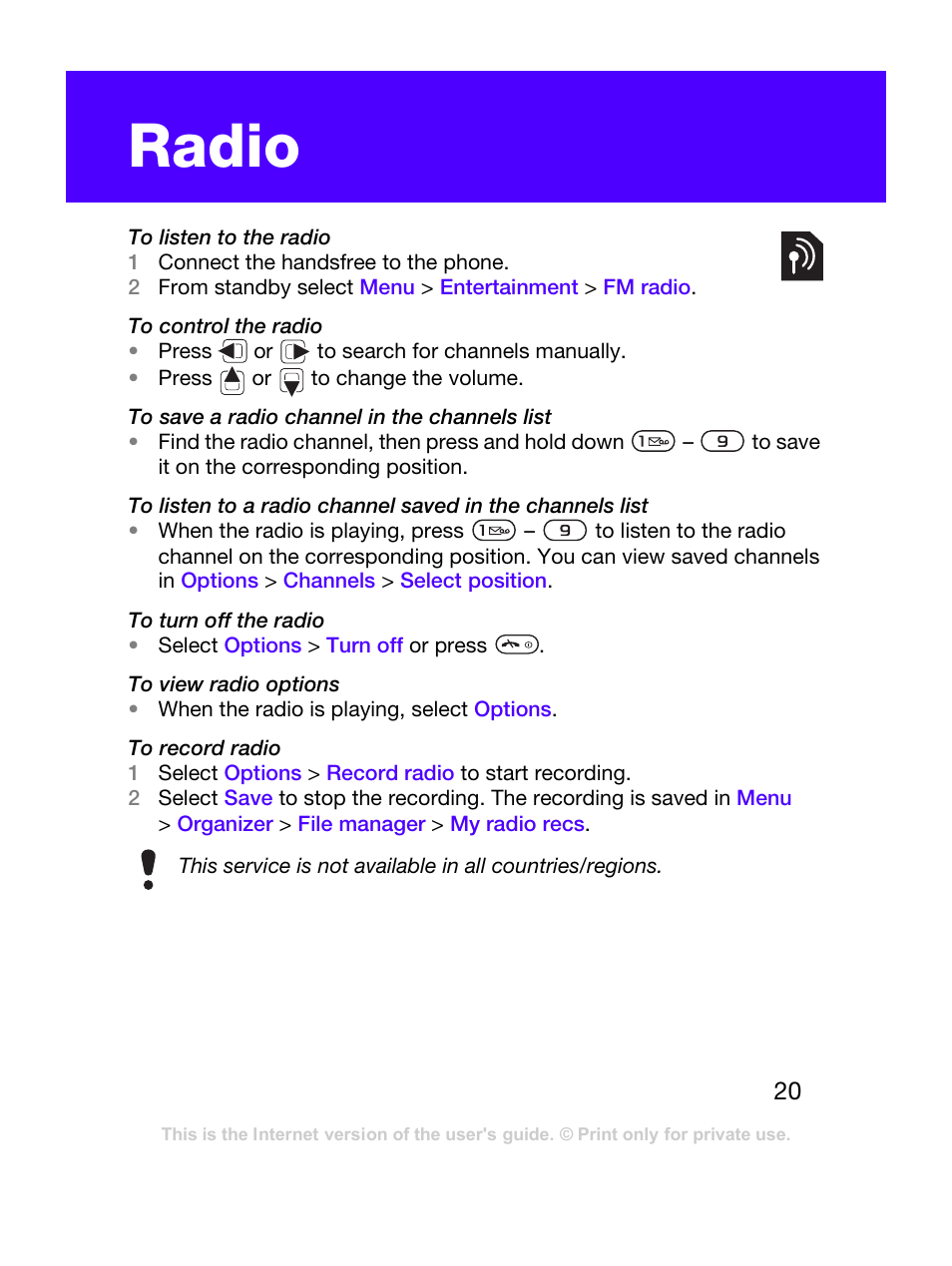 Radio | Tannoy T303C User Manual | Page 20 / 42