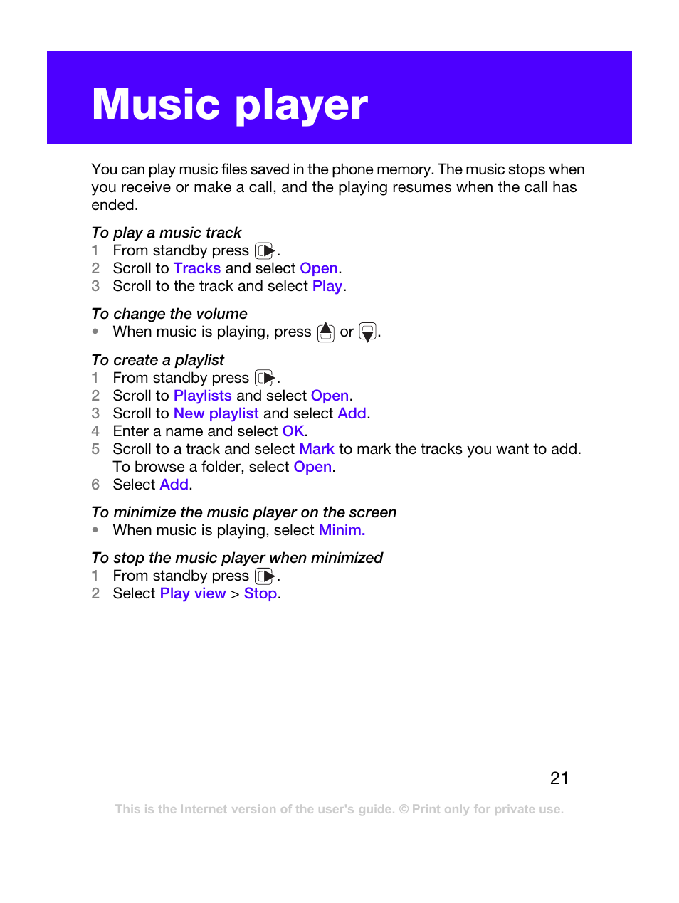 Music player | Tannoy T303C User Manual | Page 21 / 42