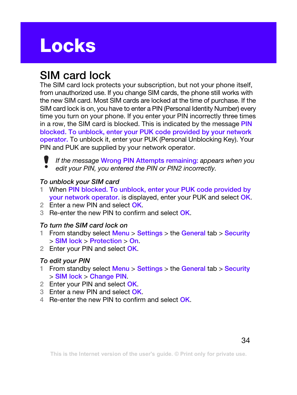 Locks, Sim card lock | Tannoy T303C User Manual | Page 34 / 42