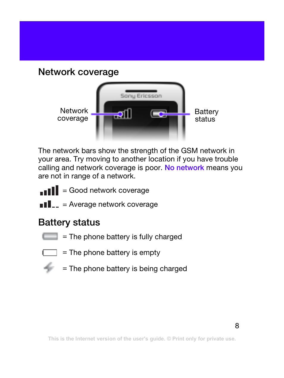 Network coverage, Battery status | Tannoy T303C User Manual | Page 8 / 42