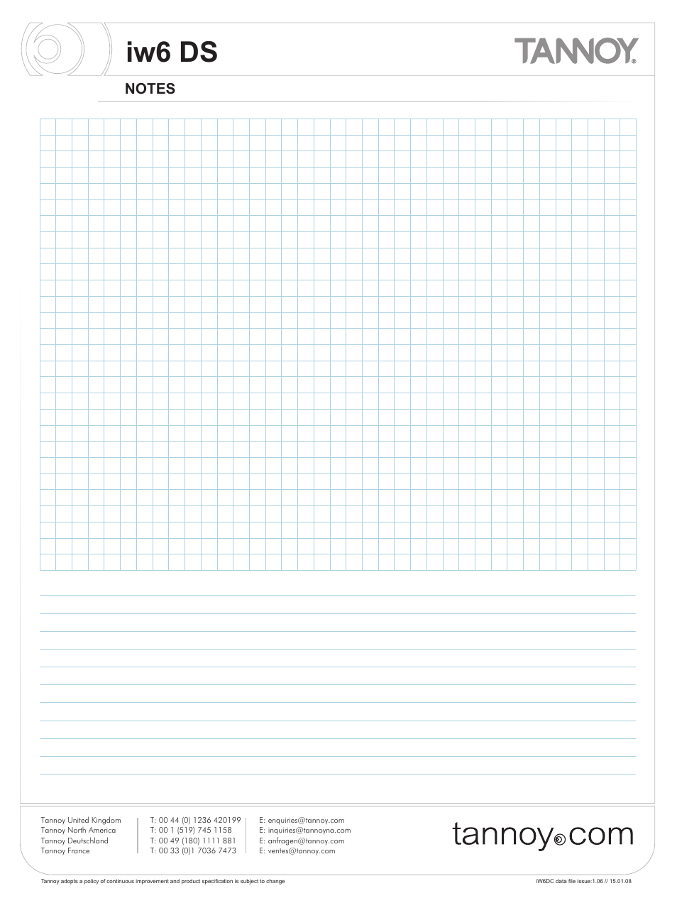 Iw6 ds | Tannoy iw6 DS User Manual | Page 10 / 10