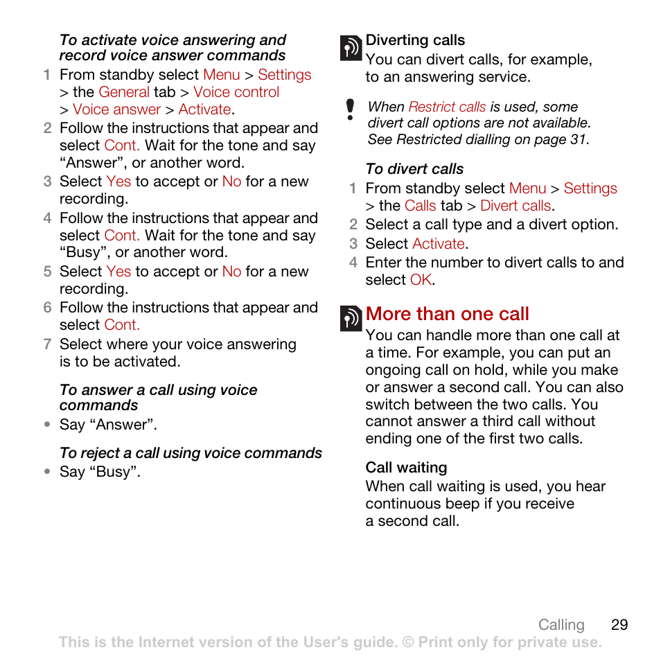 More than one call | Tannoy C702 User Manual | Page 31 / 86
