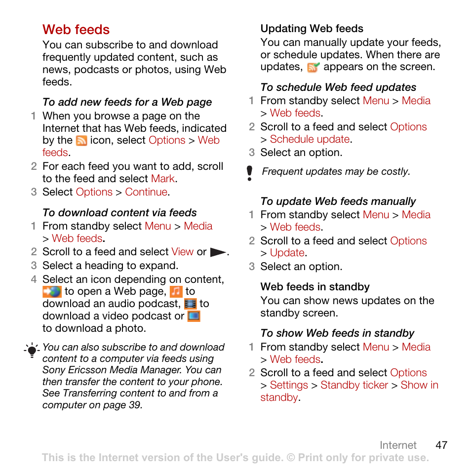 Web feeds | Tannoy C702 User Manual | Page 49 / 86
