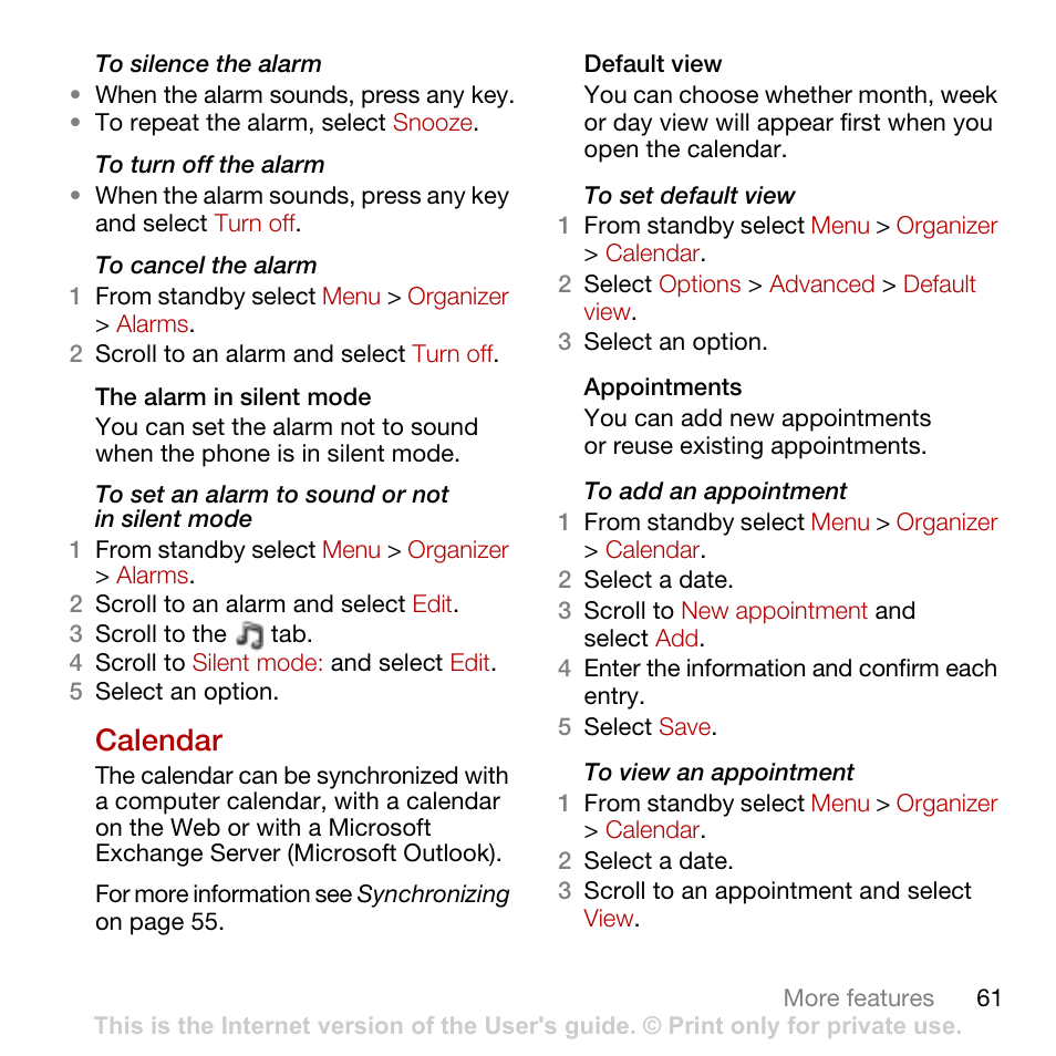 Calendar | Tannoy C702 User Manual | Page 63 / 86