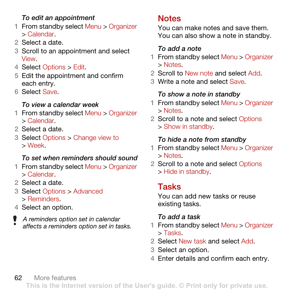 Notes, Tasks | Tannoy C702 User Manual | Page 64 / 86