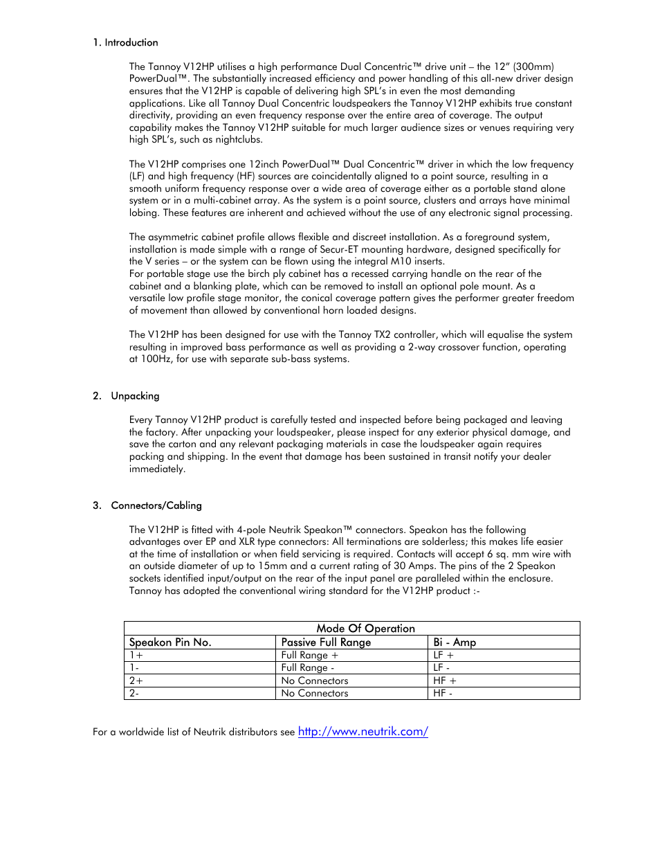 Tannoy V12HP User Manual | Page 4 / 22