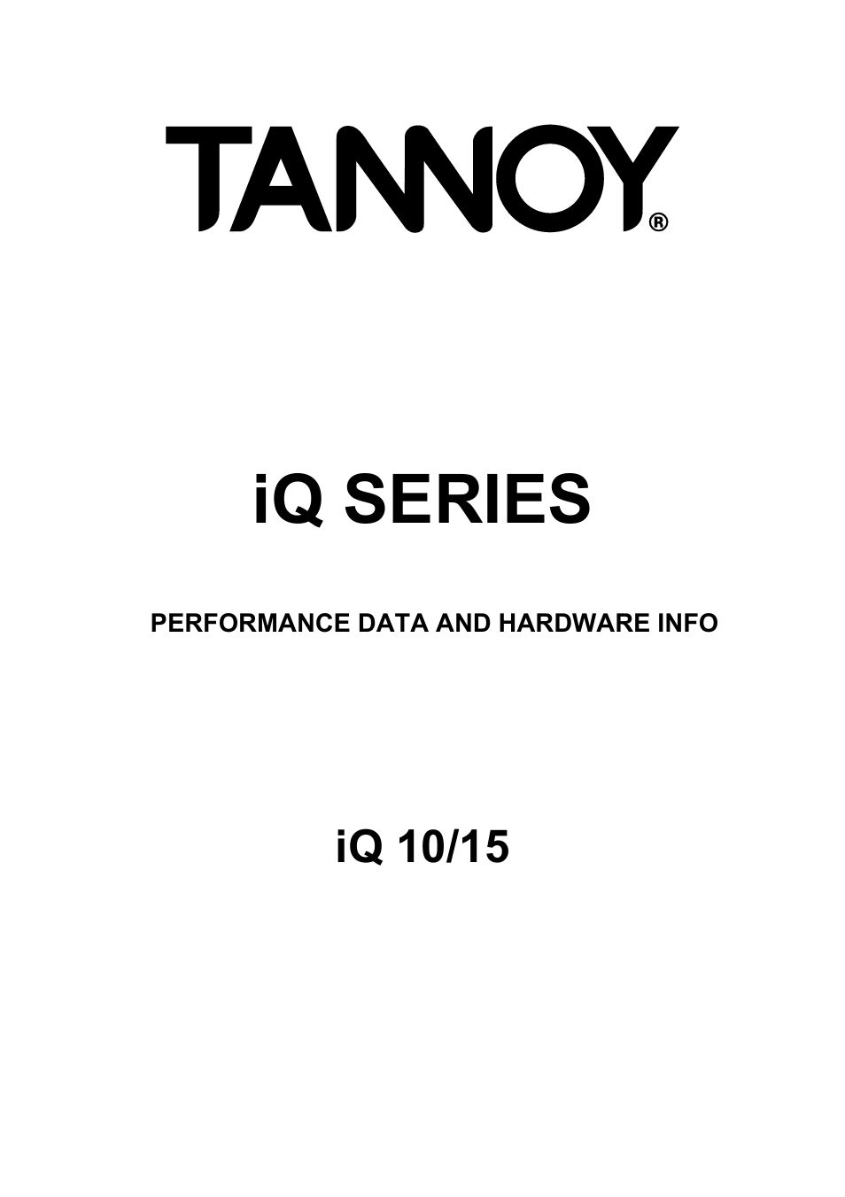 Tannoy IQ 10/15 User Manual | 12 pages
