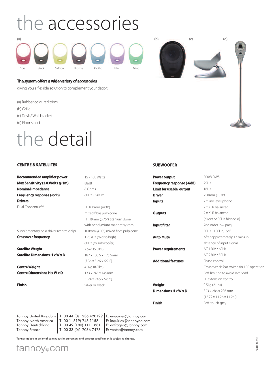 The detail the accessories | Tannoy Arena Lite User Manual | Page 4 / 4