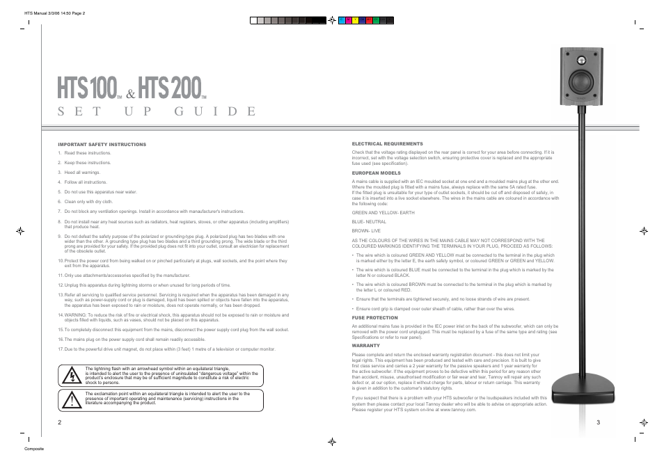 Tannoy Speaker System HITS200 User Manual | Page 2 / 6