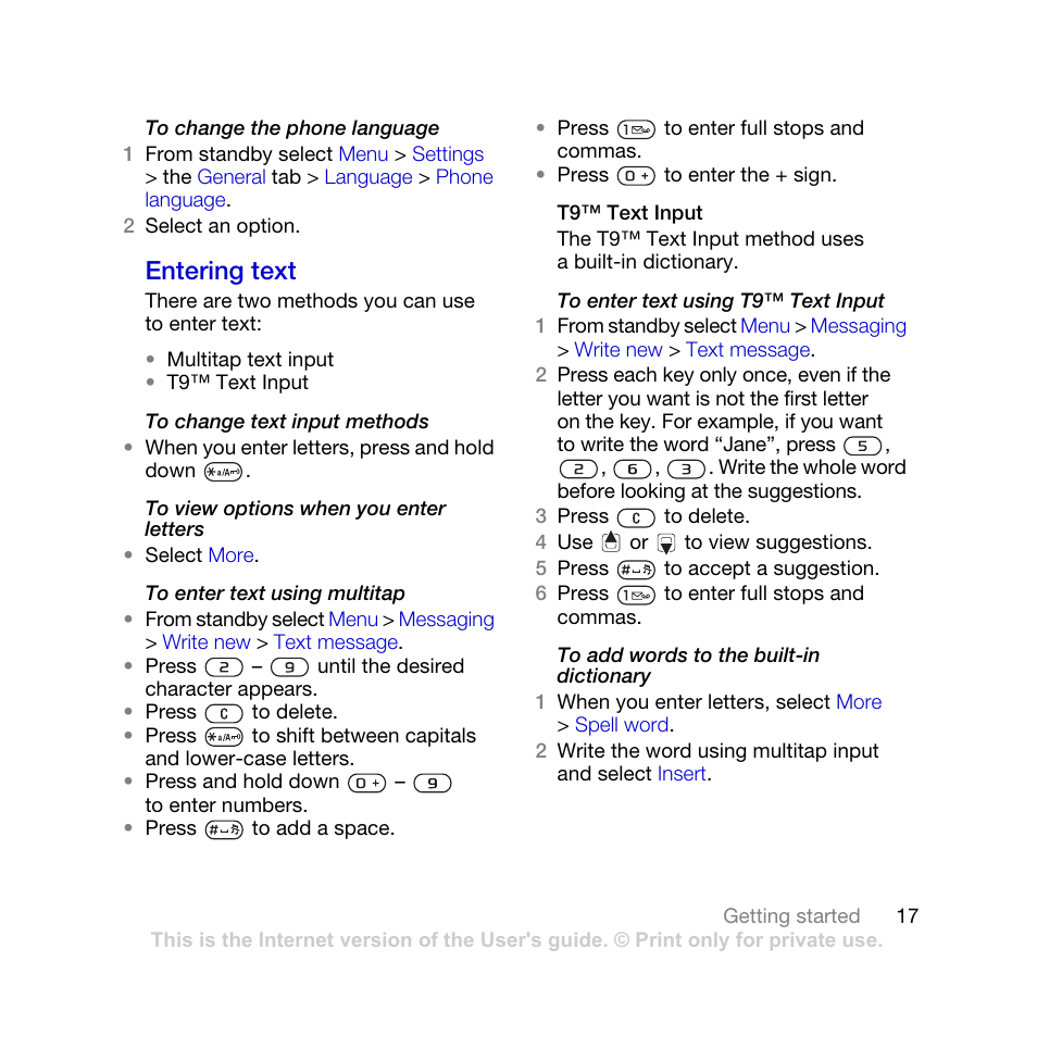 Entering text | Tannoy K770I User Manual | Page 19 / 84