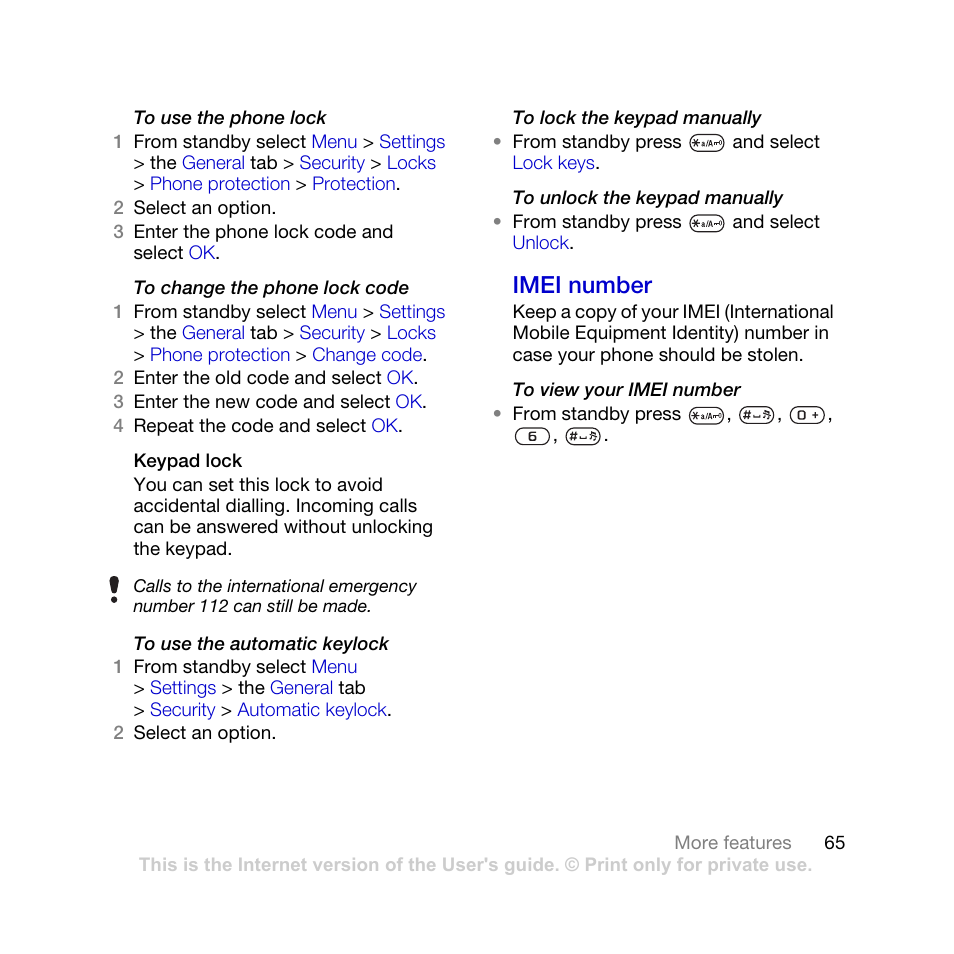 Imei number | Tannoy K770I User Manual | Page 67 / 84