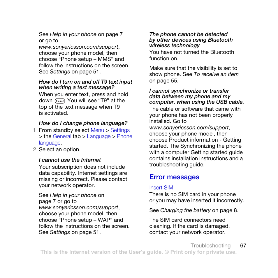 Error messages | Tannoy K770I User Manual | Page 69 / 84