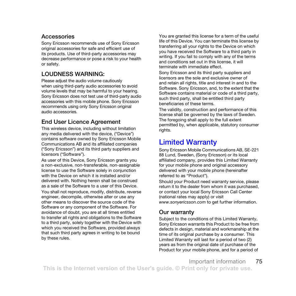 Limited warranty | Tannoy K770I User Manual | Page 77 / 84