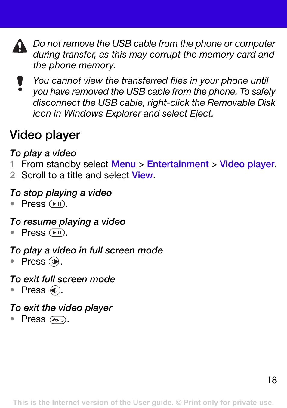 Video player | Tannoy W395 User Manual | Page 18 / 42