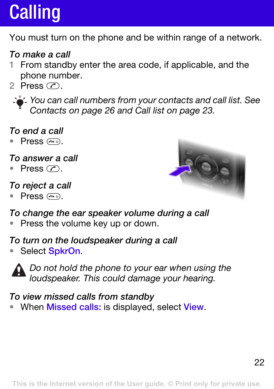 Calling | Tannoy W395 User Manual | Page 22 / 42