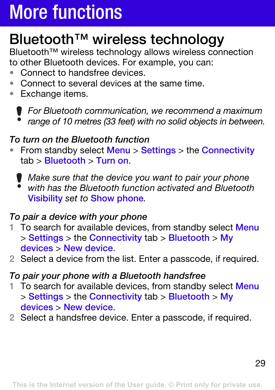 More functions, Bluetooth™ wireless technology | Tannoy W395 User Manual | Page 29 / 42