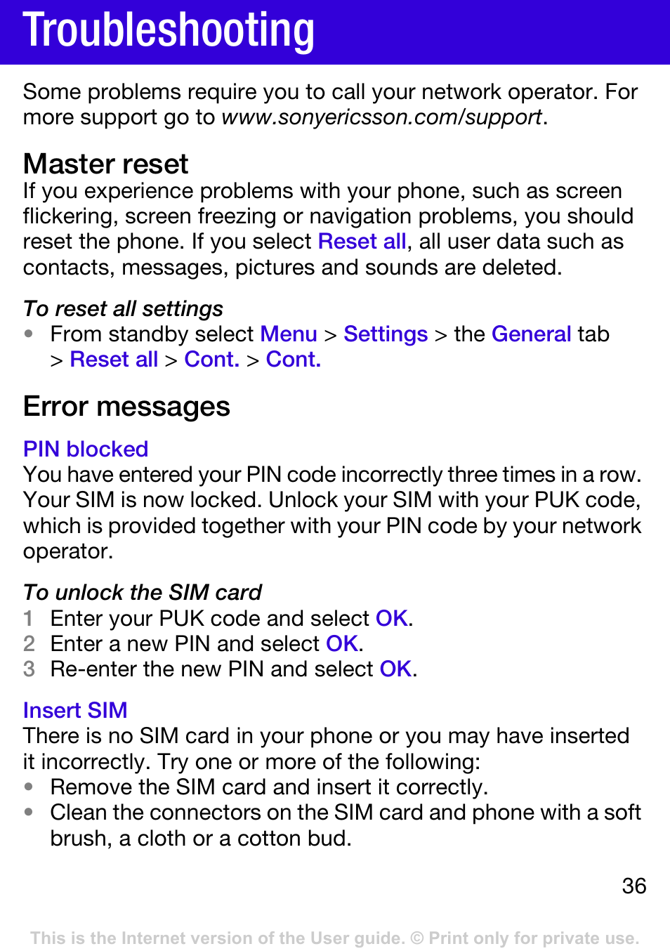 Troubleshooting, Master reset, Error messages | Tannoy W395 User Manual | Page 36 / 42