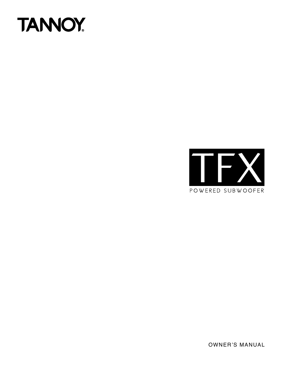 Tannoy TFX Powerd Subwoofer User Manual | 8 pages
