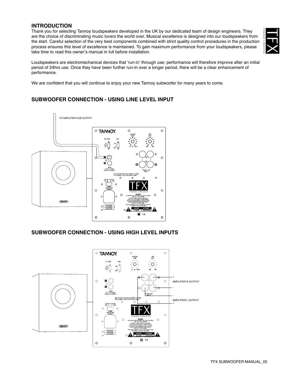 Introduction | Tannoy TFX Powerd Subwoofer User Manual | Page 5 / 8