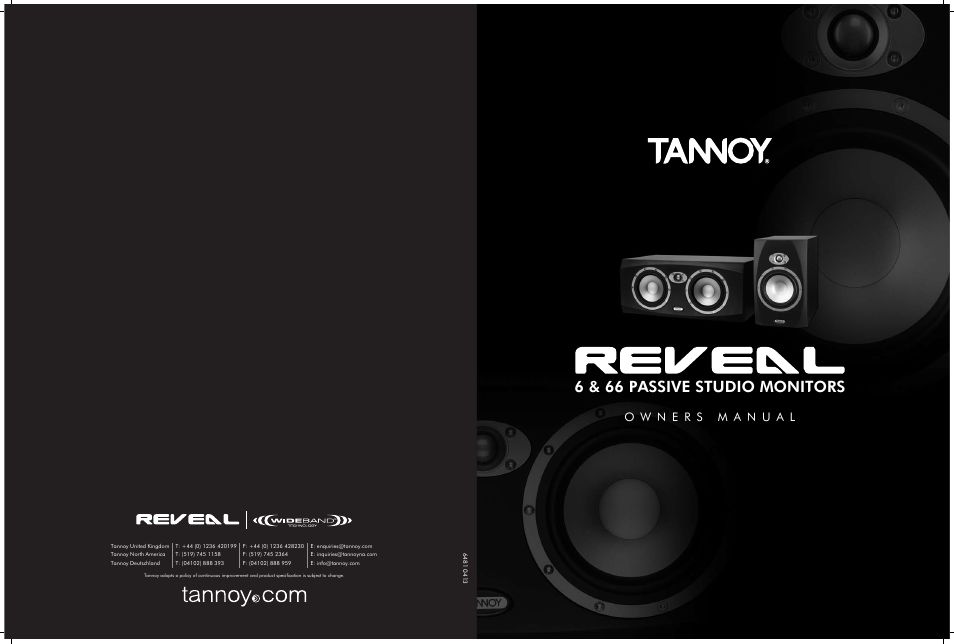 Tannoy PASSIVE STUDIO MONITORS 6 User Manual | 10 pages