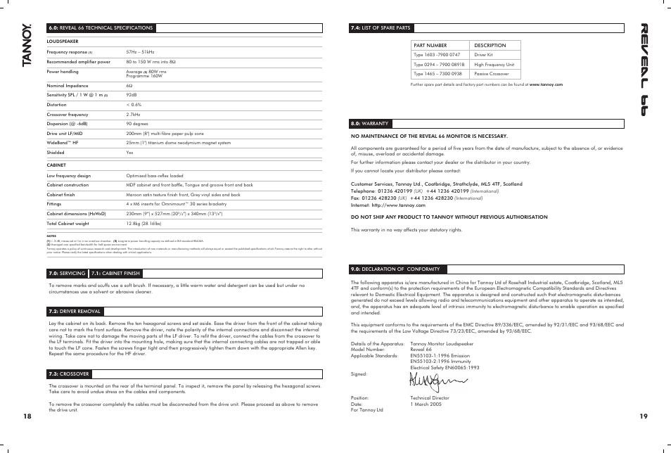 Tannoy PASSIVE STUDIO MONITORS 6 User Manual | Page 10 / 10