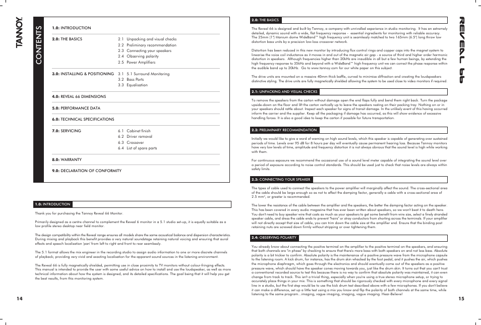 Tannoy PASSIVE STUDIO MONITORS 6 User Manual | Page 8 / 10