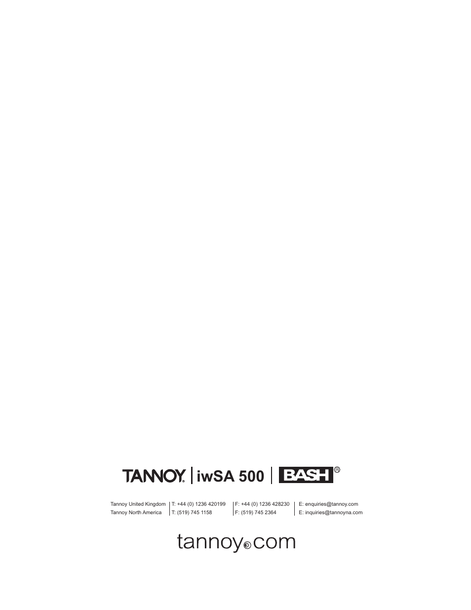 Iwsa 500 | Tannoy iwSA 500 User Manual | Page 10 / 10