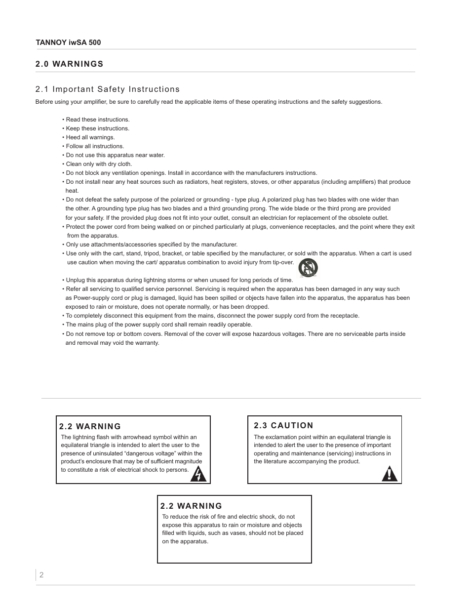 Tannoy iwSA 500 User Manual | Page 2 / 10