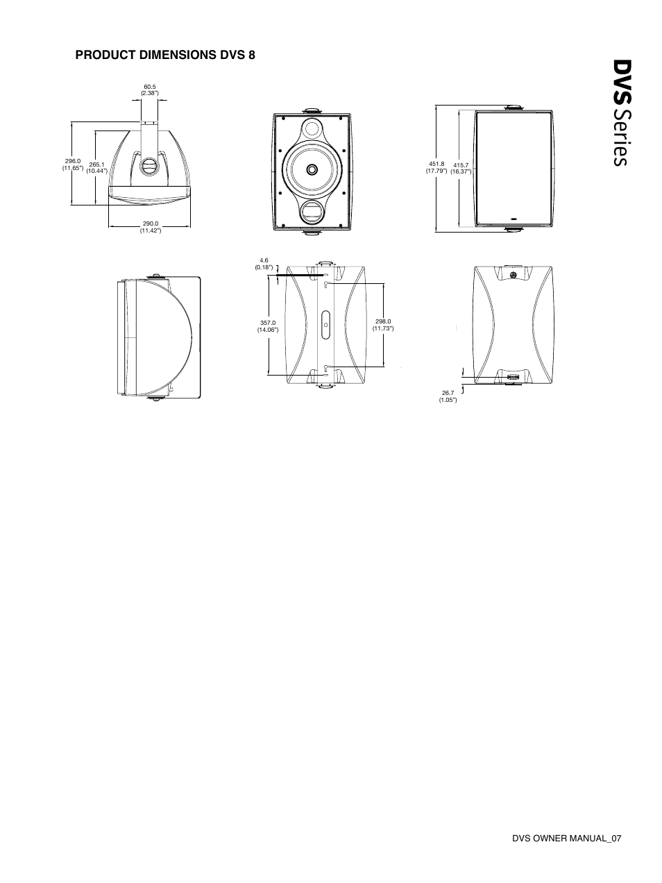 Series, Product dimensions dvs 8 | Tannoy DVS Series User Manual | Page 7 / 12