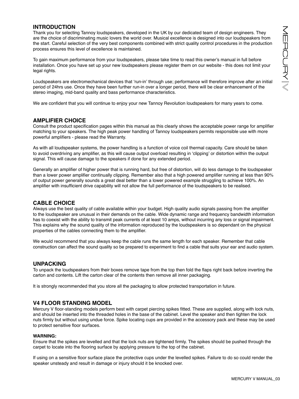 Tannoy Mercury V User Manual | Page 3 / 12