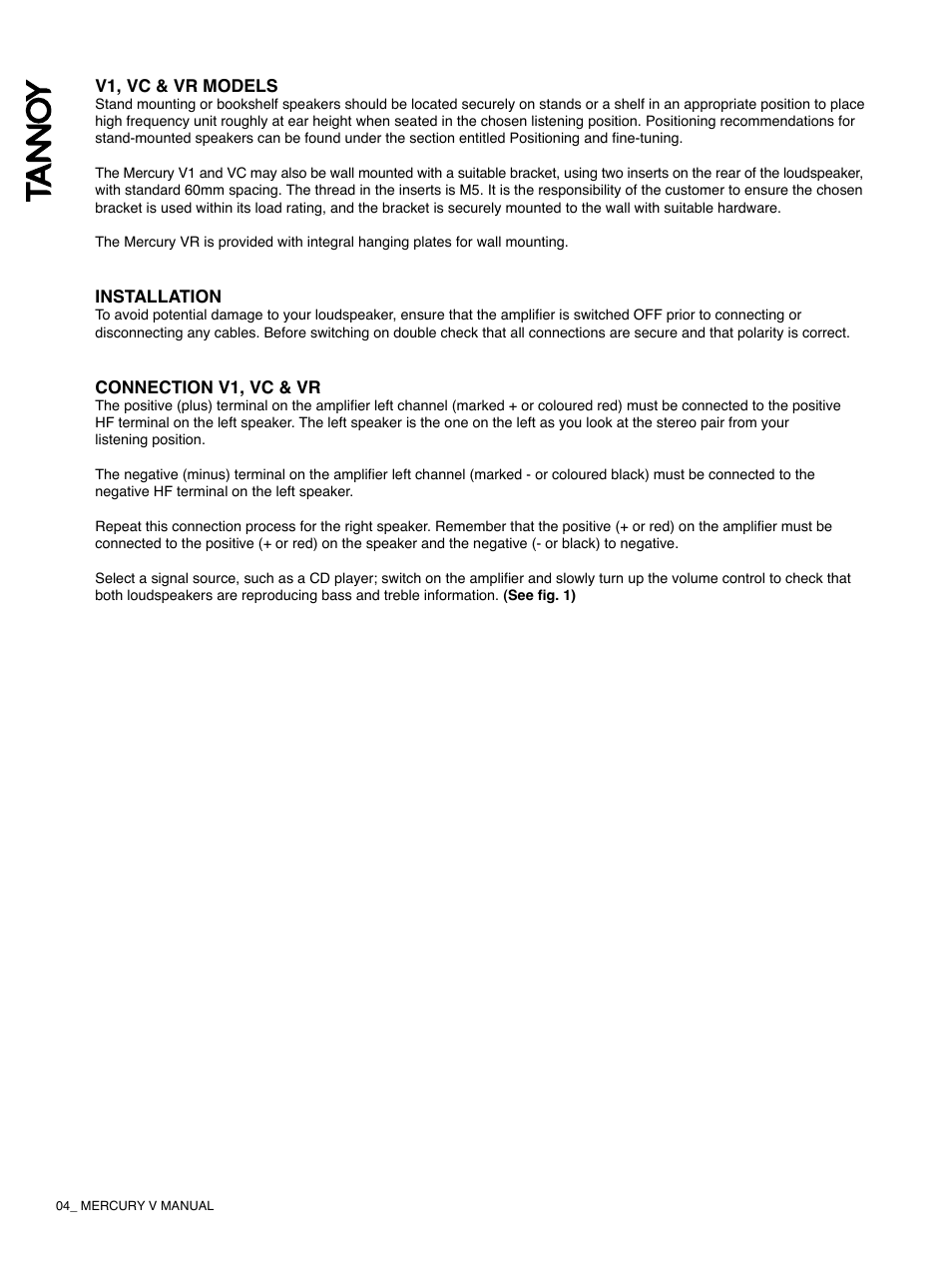 Tannoy Mercury V User Manual | Page 4 / 12