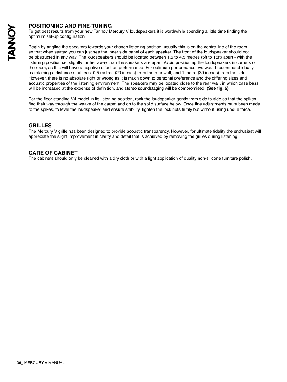 Tannoy Mercury V User Manual | Page 6 / 12