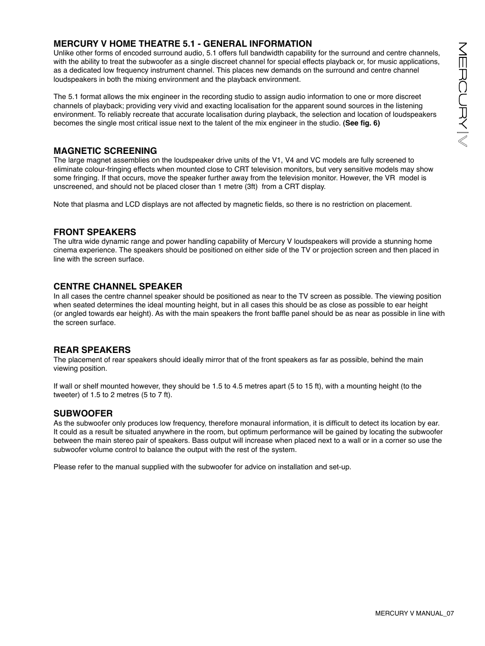 Tannoy Mercury V User Manual | Page 7 / 12