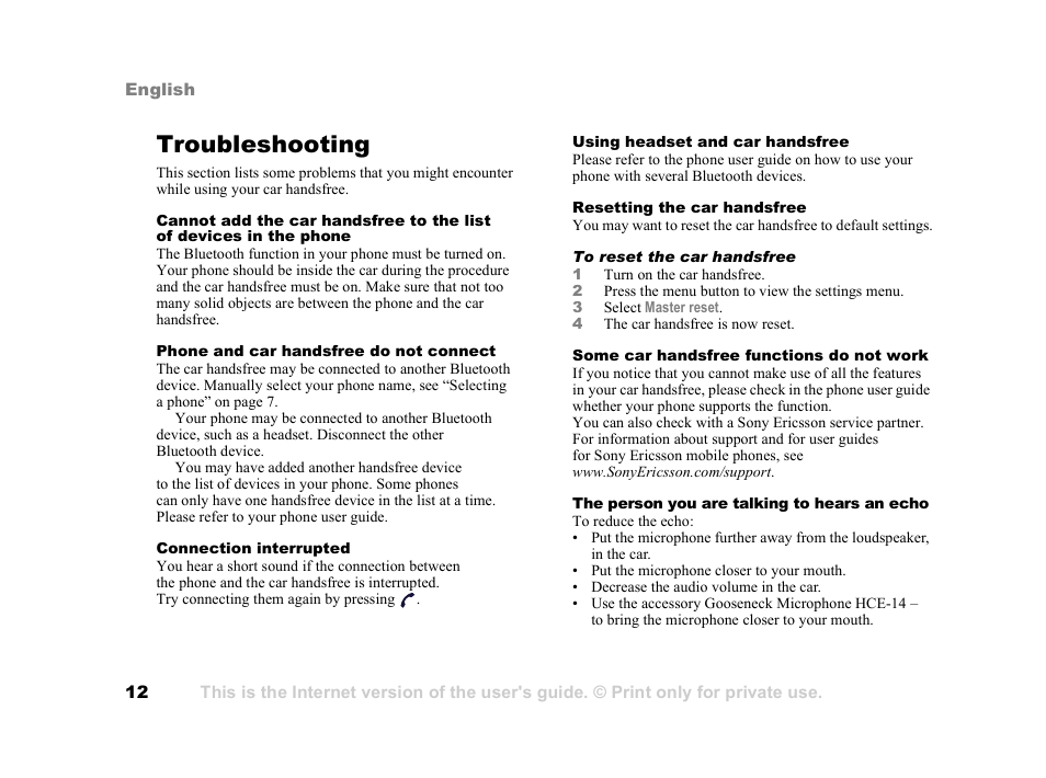 Troubleshooting, Troubleshooting 12 | Tannoy HCB-700 User Manual | Page 12 / 111