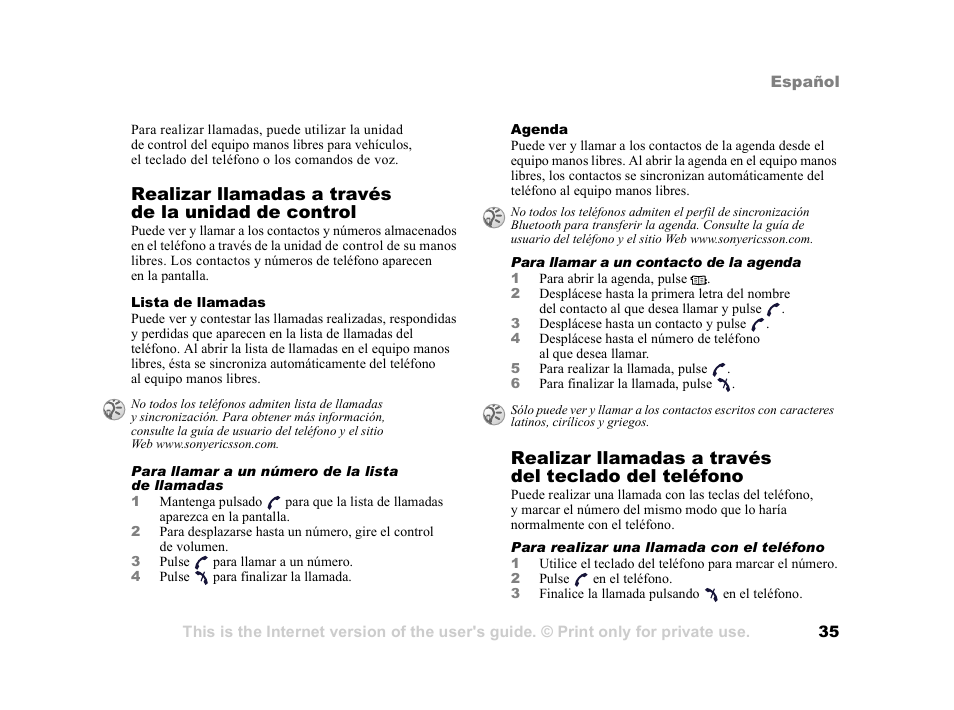 Realizar llamadas a través de la unidad de control | Tannoy HCB-700 User Manual | Page 35 / 111