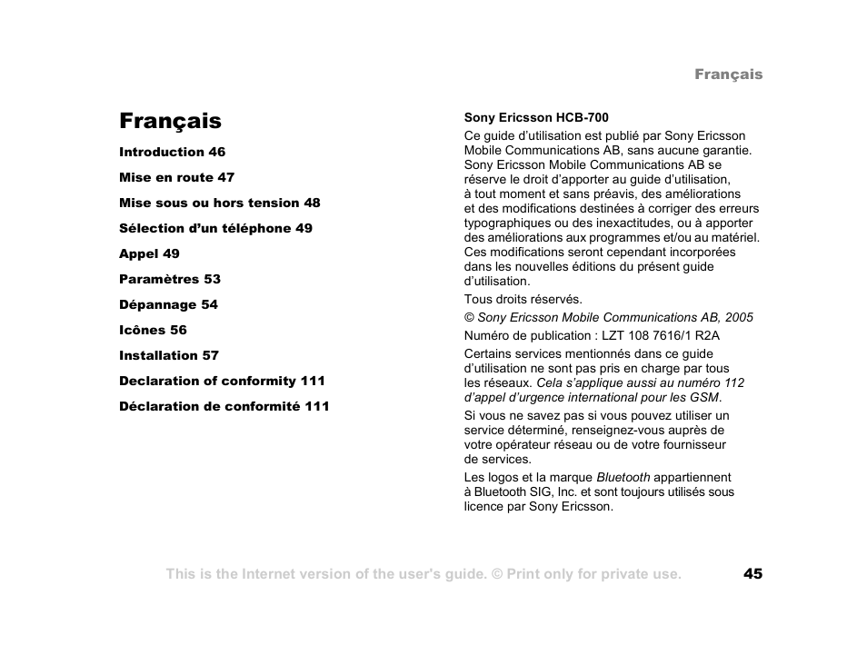 Français | Tannoy HCB-700 User Manual | Page 45 / 111