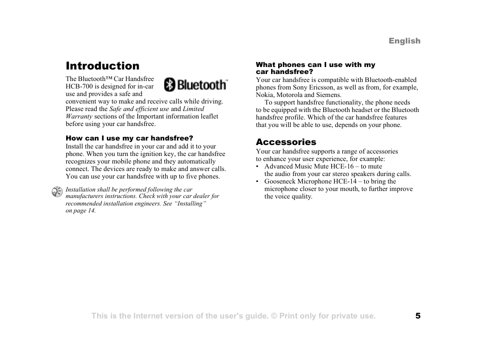 Introduction, Introduction 5, Accessories | Tannoy HCB-700 User Manual | Page 5 / 111