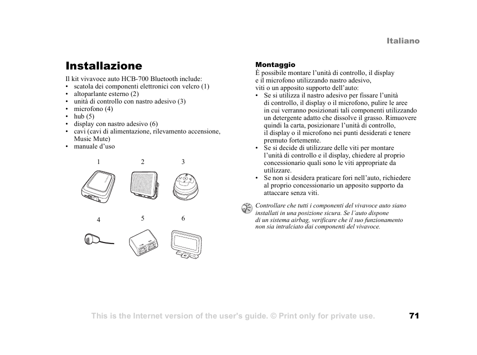 Installazione, Installazione 71 | Tannoy HCB-700 User Manual | Page 71 / 111