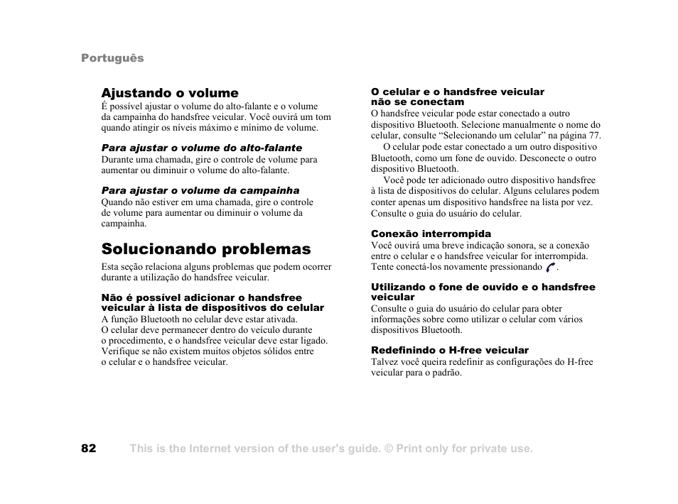 Solucionando problemas, Solucionando problemas 82, Ajustando o volume | Tannoy HCB-700 User Manual | Page 82 / 111