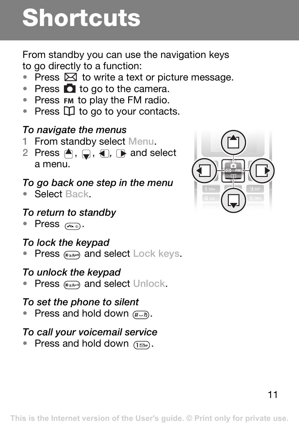 Shortcuts | Tannoy T250I User Manual | Page 11 / 42