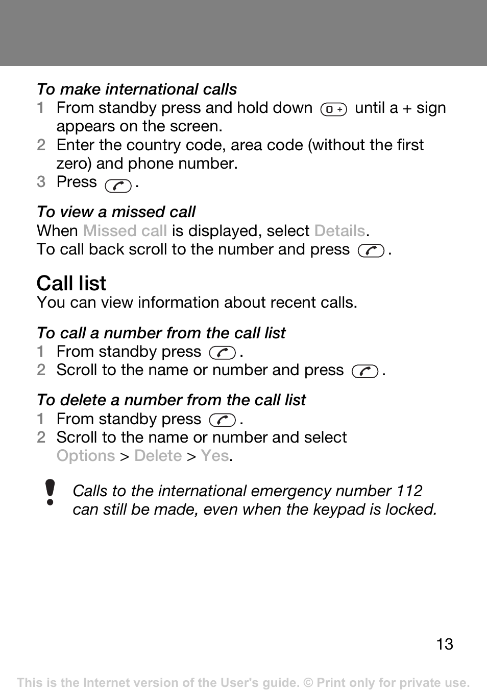 Call list | Tannoy T250I User Manual | Page 13 / 42