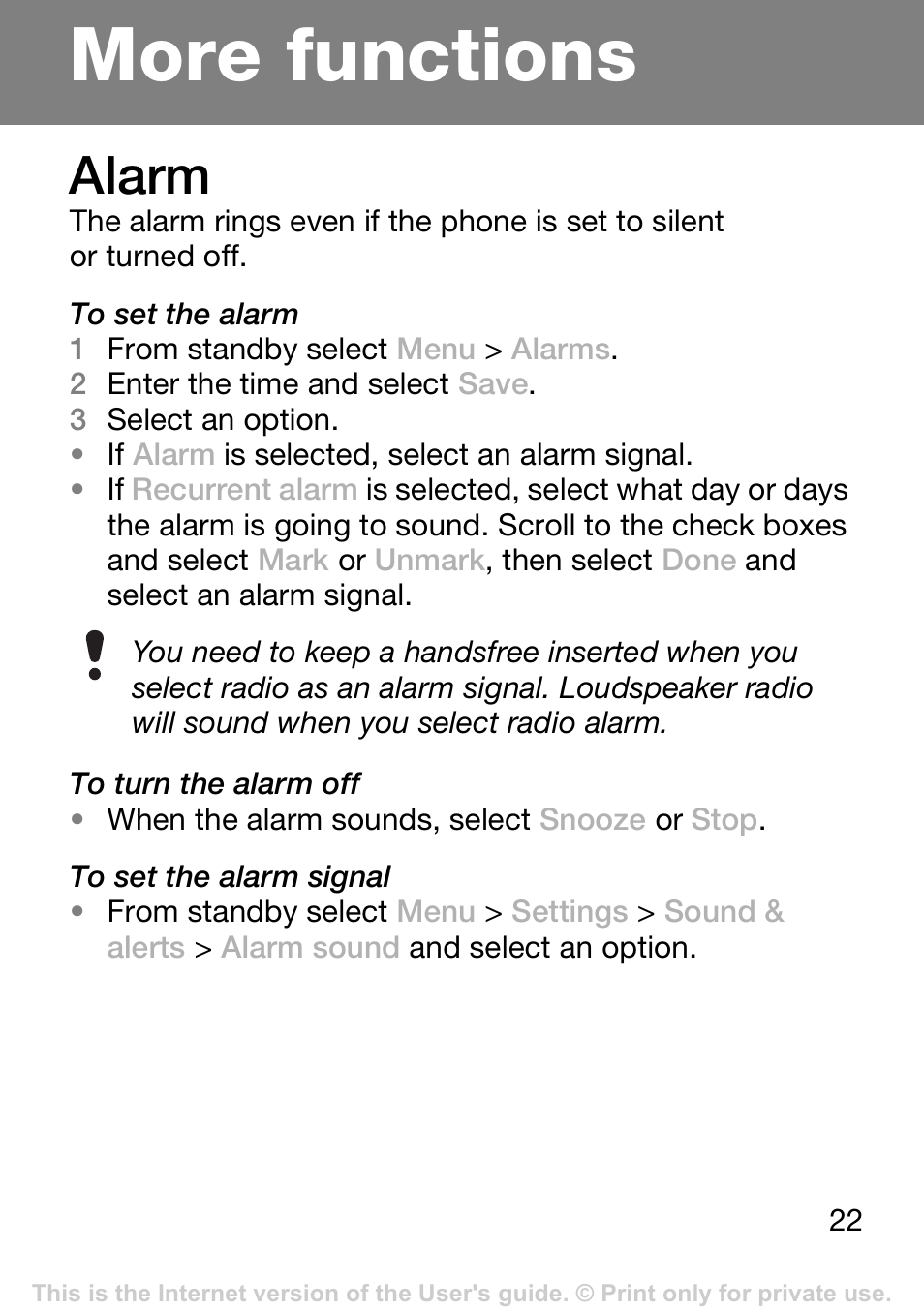 More functions, Alarm | Tannoy T250I User Manual | Page 22 / 42