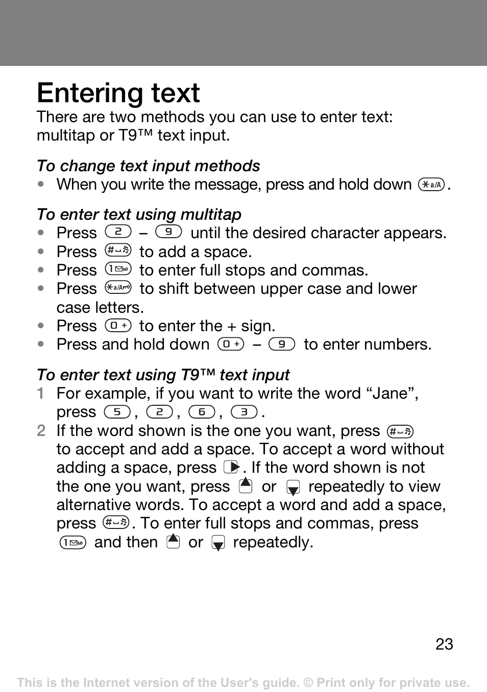 Entering text | Tannoy T250I User Manual | Page 23 / 42