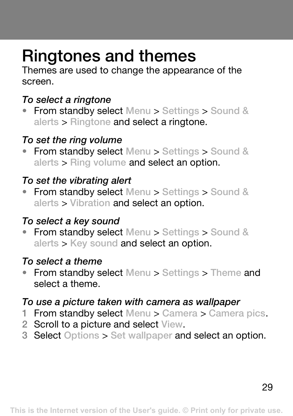 Ringtones and themes | Tannoy T250I User Manual | Page 29 / 42