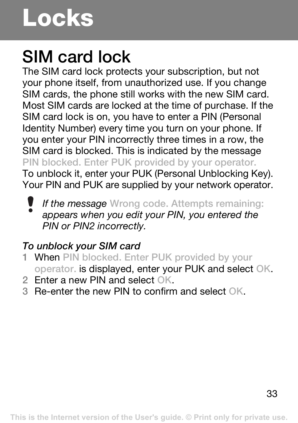 Locks, Sim card lock | Tannoy T250I User Manual | Page 33 / 42